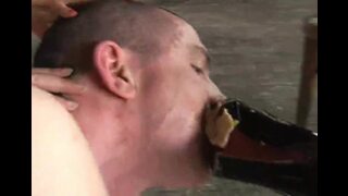 Abusive girls ganging up slave in the barn