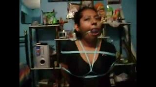 Aztec Babe Rope Bound Ball Gagged in Skirt Bondage