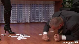 Office dominating woman punishes one of her employees