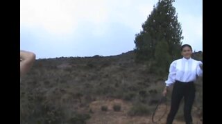 Relentless bull whipping outdoors from a heartless mistress