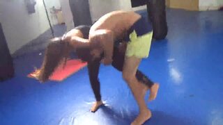 She will do her best to defeat her man in their wrestling match