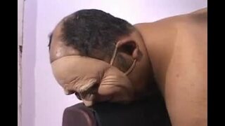 Short haired woman pegs losers ass