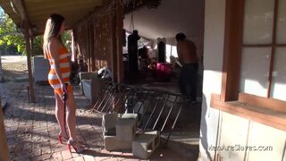 Slave worker punish while working
