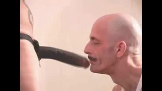 Submissive bald man asshole plowed