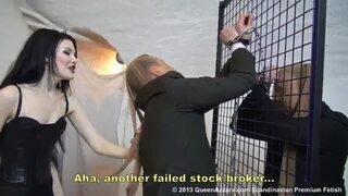 Vicious mistress torturing her two male captives
